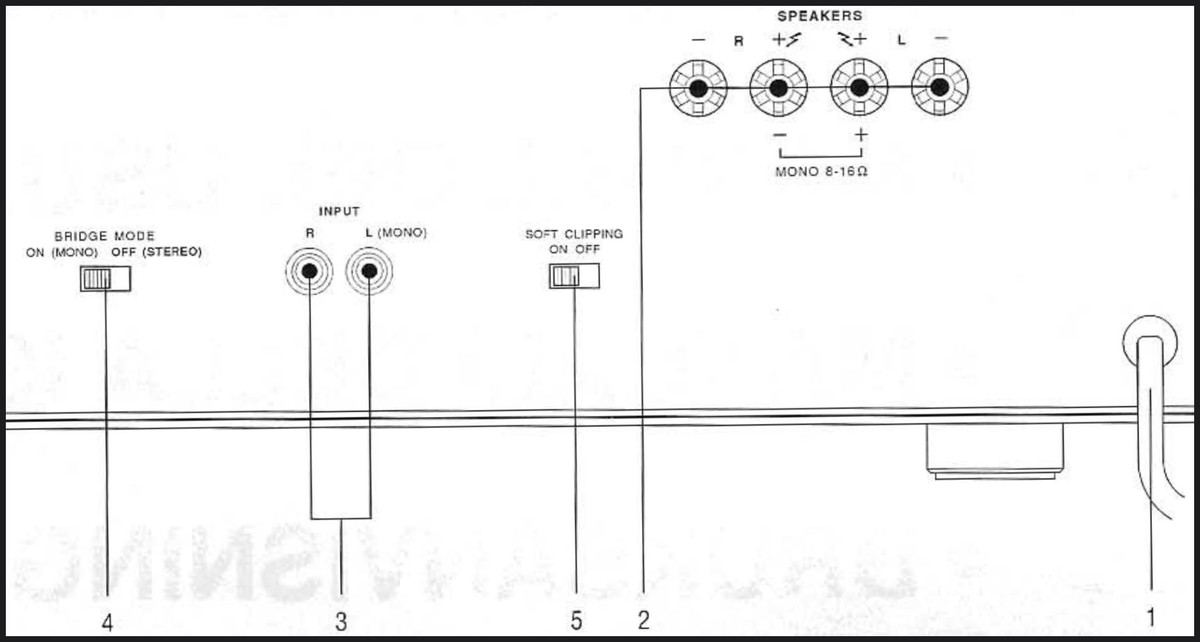 Schemat mostkowania wzmacniacza NAD 214